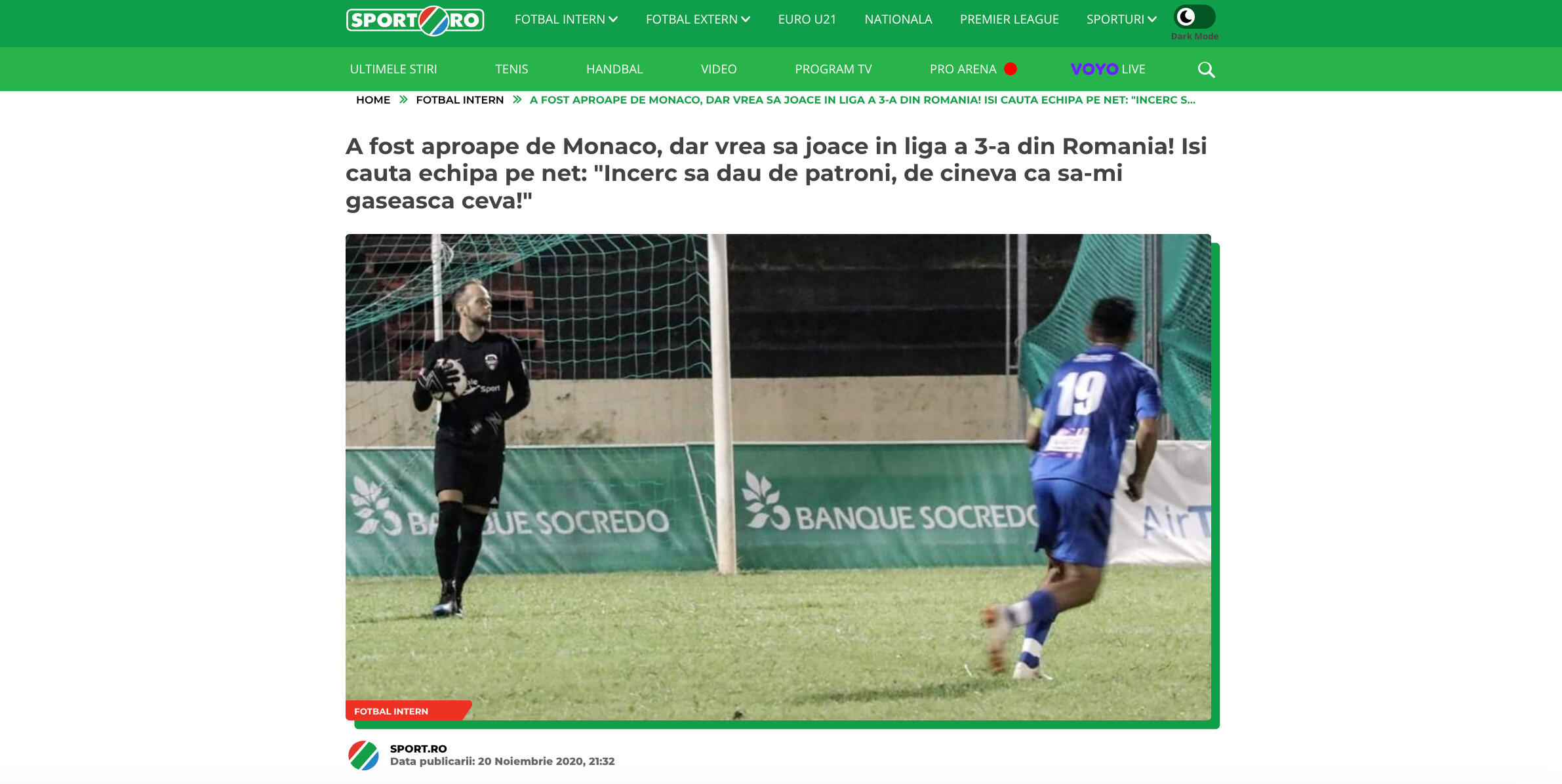 Sport.Ro - He was close to Monaco, but he wants to play in the 3rd league in Romania!